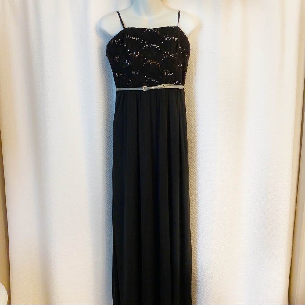Black & Silver Spaghetti Strap Gown
